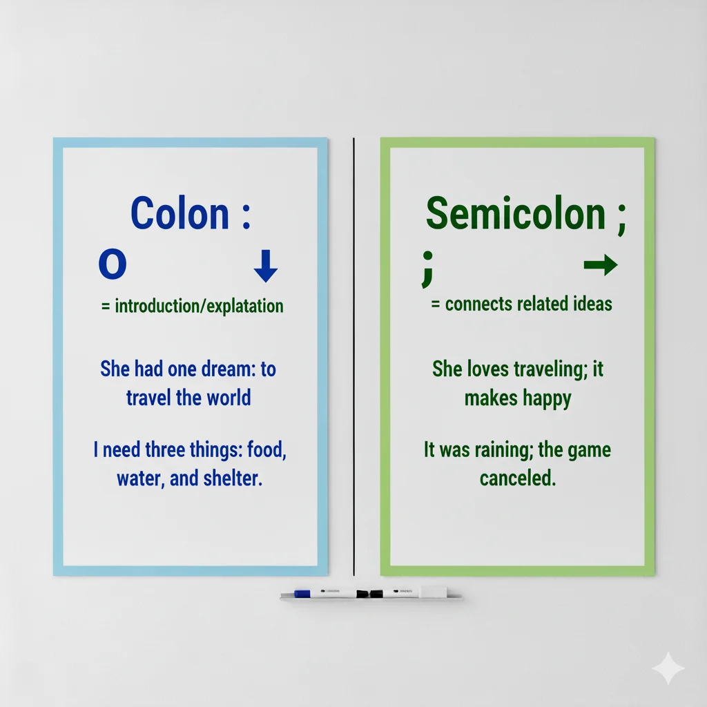 Colon vs Semicolon